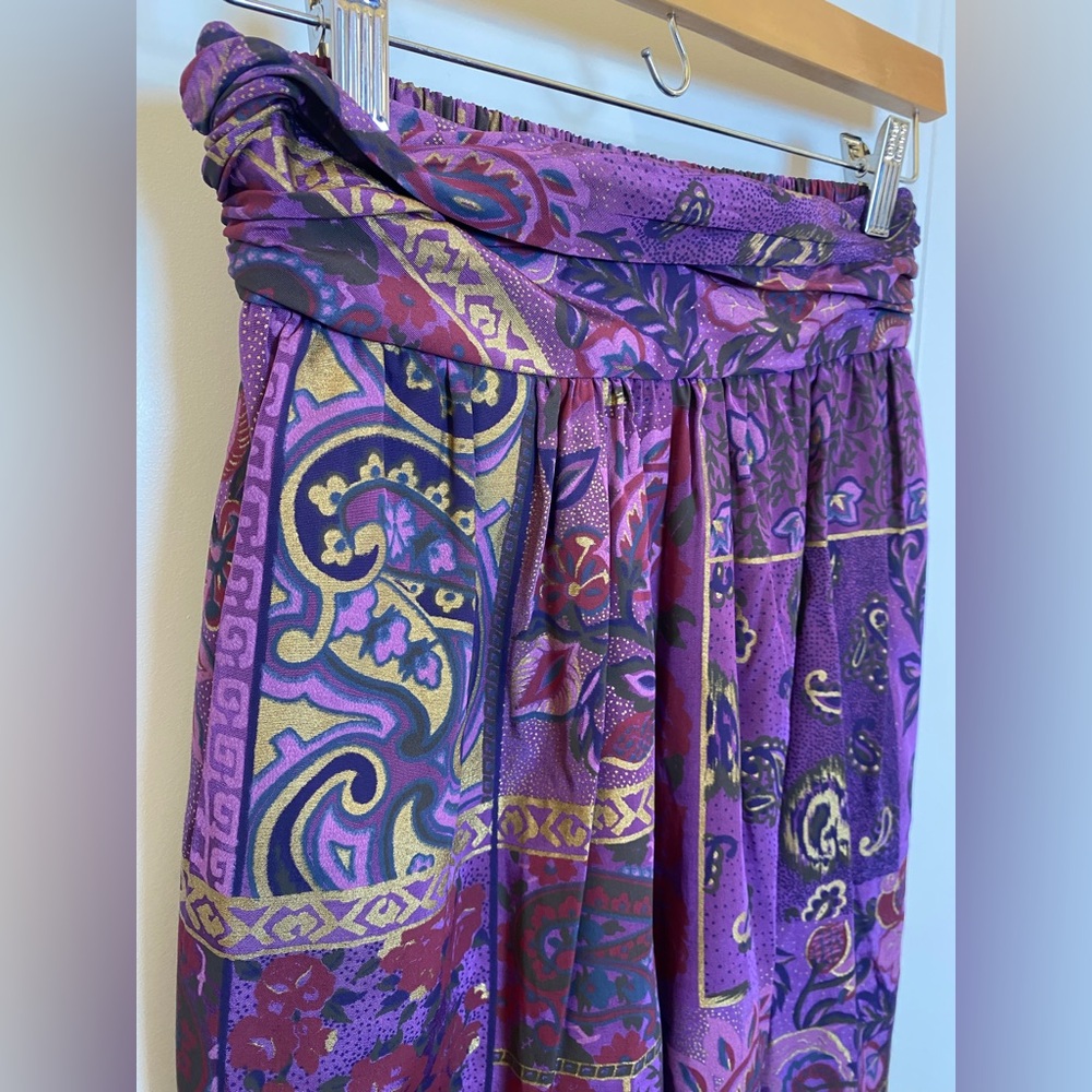 Vintage illustrations S purple and gold floral Genie Pant Stunning 1980s